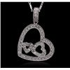 Image 1 : 14KT White Gold 0.49ctw Diamond Pendant With Chain