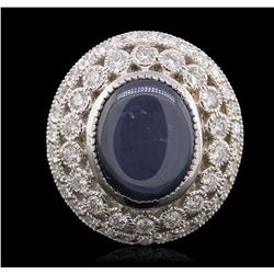 14KT White Gold 7.56ct Sapphire and Diamond Ring