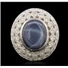 Image 2 : 14KT White Gold 7.56ct Sapphire and Diamond Ring