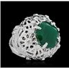 Image 2 : SILVER 9.68ct Emerald & White Topaz Ring