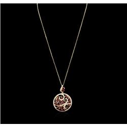 14KT Yellow Gold 10.61ctw Ruby and Diamond Pendant With Chain