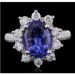 14KT White Gold 3.69ct Tanzanite and Diamond Ring