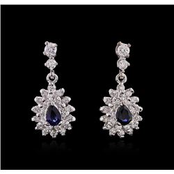 14KT White Gold 1.16ctw Sapphire and Diamond Earrings