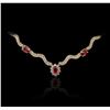 Image 2 : 14KT Yellow Gold 14.94ctw Ruby and Diamond Necklace