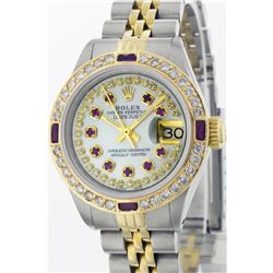 Rolex Two-Tone Diamond and Ruby DateJust Ladies Watch