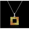 Image 1 : 14KT White Gold 4.63ctw Yellow Sapphire and Diamond Pendant With Chain
