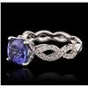 Image 2 : 18KT White Gold 2.98ct Tanzanite and Diamond Ring