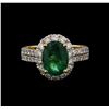 Image 1 : 18KT Yellow Gold 2.91ct Emerald and Diamond Ring