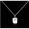 Image 1 : 14KT White Gold 0.08ctw Diamond Pendant With Chain