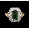 Image 1 : 14KT Yellow Gold 2.29ct Green Tourmaline and Diamond Ring
