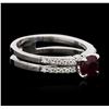 Image 2 : 14KT White Gold 0.80ct Ruby and Diamond Ring