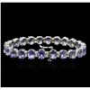 Image 2 : 14KT White Gold 15.84ctw Tanzanite and Diamond Bracelet