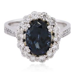 14KT White Gold 2.96ct Blue Spinel and Diamond Ring