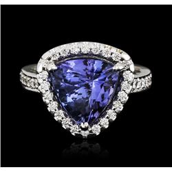 14KT White Gold 4.89ct Tanzanite and Diamond Ring