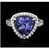Image 1 : 14KT White Gold 4.89ct Tanzanite and Diamond Ring