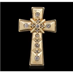 14KT Yellow Gold 0.09ctw Diamond Cross Pendant