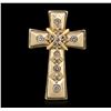 Image 1 : 14KT Yellow Gold 0.09ctw Diamond Cross Pendant