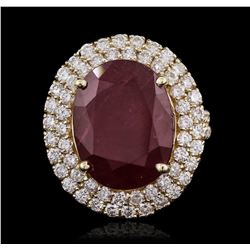 14KT Yellow Gold 13.07ct Ruby and Diamond Ring