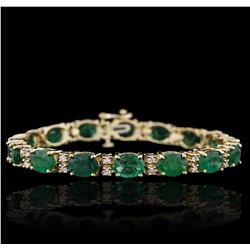 14KT Yellow Gold 11.84ctw Emerald and Diamond Bracelet