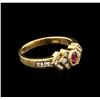 Image 2 : 0.15ct Ruby and Diamond Ring - 14KT Yellow gold