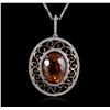 Image 2 : 14KT Two-Tone Gold 6.97ct Citrine and Diamond Pendant with Chain