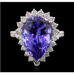 14KT White Gold 9.90ct GIA Certified Tanzanite and Diamond Ring