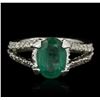 Image 1 : 14KT White Gold 1.80ct Emerald and Diamond Ring