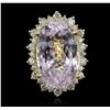 Image 1 : 14KT Yellow Gold GIA Certified 37.12ct Kunzite and Diamond Ring