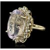 Image 2 : 14KT Yellow Gold GIA Certified 37.12ct Kunzite and Diamond Ring