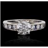 Image 1 : 18KT White Gold 2.19ctw Brilliant Cut Diamond and Sapphire Ring