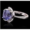 Image 2 : 18KT White Gold 3.95ct Tazanite and Diamond Ring