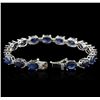 Image 3 : 14KT White Gold 22.10ctw Sapphire and Diamond Bracelet