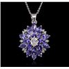 Image 2 : 14KT White Gold 3.96ctw Tanzanite and Diamond Pendant With Chain