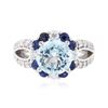 Image 1 : 14KT White Gold 3.24ct Topaz, Sapphire and Diamond Ring