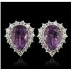 Image 1 : 14KT White Gold 2.40ctw Amethyst and Diamond Earrings