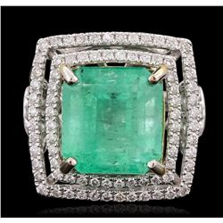 14KT White Gold 11.12ct Emerald and Diamond Ring