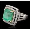 Image 2 : 14KT White Gold 11.12ct Emerald and Diamond Ring