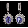 Image 1 : 14KT White Gold 7.46ctw Tanzanite and Diamond Earrings