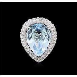 SILVER 33.77ct Topaz and White Sapphire Ring