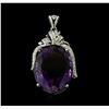 Image 1 : 14KT White Gold 50.77ct Amethyst and Diamond Pendant