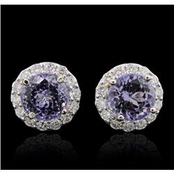 14KT White Gold 3.06ctw Tanzanite and Diamond Stud Earrings