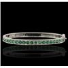 Image 1 : 14KT White Gold 2.10ctw Emerald Bangle