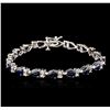 Image 1 : 14KT White Gold 8.82ctw Sapphire and Diamond Bracelet