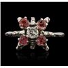 Image 1 : 14KT White Gold 0.35ct Pink Sapphire and Diamond Ring