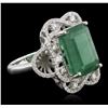 Image 2 : 14KT White Gold 6.84ct Emerald and Diamond Ring