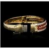Image 4 : 14KT Yellow Gold 7.00ctw Orange Sapphire and Diamond Bangle Bracelet