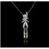 Image 2 : 14KT White Gold 6.44ct Citrine and Diamond Pendant With Chain