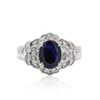 Image 1 : 14KT White Gold 1.88ct Sapphire and Diamond Ring
