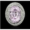 Image 1 : 14KT White Gold 14.76ct Kunzite and Diamond Ring