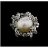 Image 1 : 14KT White Gold Pearl and Diamond Ring